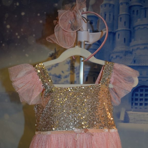 NWT ~ Girls Just Couture Sparkle Pink & Gold Skylar Dress $101 - Picture 6 of 10